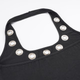 U Neck Hollow Out Mini Dress GPKJ-MR49211