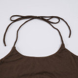 Solid Color Halterneck Sport Tank Top GPKJ-MR44623