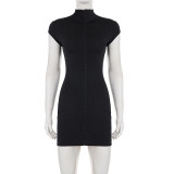 Zipper Sleeveless Skinny Mini Dress GPKJ-MR47973