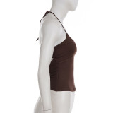 Solid Color Halterneck Sport Tank Top GPKJ-MR44623