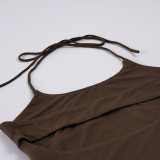 Solid Color Halterneck Sport Tank Top GPKJ-MR44623
