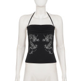Print Contrast Color Sling Tops GPKJ-MR49043