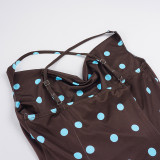 Polka Dots Print Backless Mini Dress GPKJ-MR49193