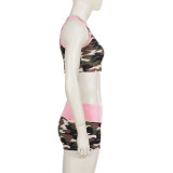 Camouflage Print Sleeveless Two Piece Short Set GPKJ-MR48283