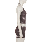Polka Dots Print Sport Two Piece Shorts Set GPKJ-MR49300