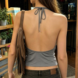 Deep V Neck Backless Halterneck Tops GPKJ-MR49069