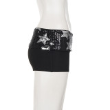 Star-shaped Sequins Denim Shorts GPKJ-MR49349