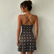 Polka Dots Print Backless Mini Dress GPKJ-MR49193