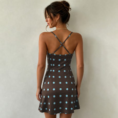 Polka Dots Print Backless Mini Dress GPKJ-MR49193