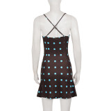 Polka Dots Print Backless Mini Dress GPKJ-MR49193
