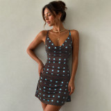 Polka Dots Print Backless Mini Dress GPKJ-MR49193