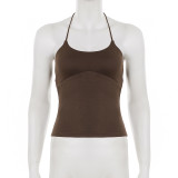 Solid Color Halterneck Sport Tank Top GPKJ-MR44623