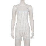 Polka Dots Print Lace Patchwork Sling Romper GPKJ-MR49017