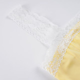 Letter Print Lace Patchwork Tops GPKJ-MR48230