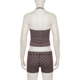 Polka Dots Print Sport Two Piece Shorts Set GPKJ-MR49300