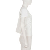 Butterfly Backless Cross Tie Up T Shirt GPKJ-MR48756