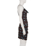 Polka Dots Print Backless Mini Dress GPKJ-MR49193
