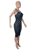 Polka Dots Print Halterneck Seventh Jumpsuit SHD-8106