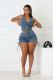 Fashion Denim Sleeveless Two Piece Shorts Set NYF-8210