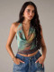 Halterneck Tie Up Mesh Tank Top SHD-9985
