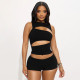 Solid Color Hollow Out Two Piece Shorts Set SHD-8105
