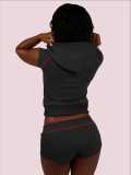 Short Sleeve Hooded Top Two Piece Shorts Set CH-26021