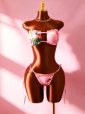 Sexy Print Bikinis Beach Sun Protection Coat 3 Piece Swimsuit GTGE-MH1005