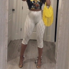 High Waist Polka Dot Print Seventh Pants MXBF-J26PT151