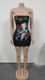 Print Slim Wrap Chest Mini Dress GNJF-ZS9008