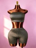 Polka Dots Print Wrap Chest Top Shorts Suit GTGE-MH1015
