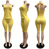 Halterneck Polka Dots Print 2 Piece Set CM-60515