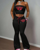 Cherry Print Wrap Chest Top Pants 2 Piece Set XMCS-CS060943