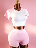 Color Block Short Sleeve Two Piece Shorts Set GTGE-MH1007