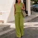 V Neck Loose Sleeveless Top Pants 2 Piece Set HNIF-TY035