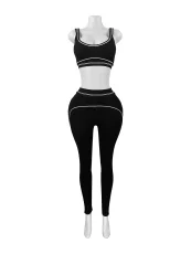 Contrast Color Sleeveless Tank Top Two Piece Set CH-26082