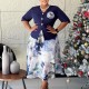 Plus Size Print Patchwork Half Sleeve Midi Dress GATE-630
