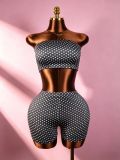 Polka Dots Print Wrap Chest Top Shorts Suit GTGE-MH1015