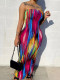 Print Slim Wrap Chest Maxi Dress BMF-HY009