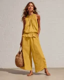 Solid Color Sleeveless Two Piece Pants Set GRNH-28896