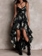 Print Sling Irregular Maxi Dress GWDS-260418