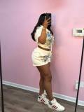 Casual Print Hooded Two Piece Shorts Set YD-8863