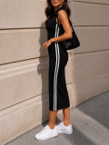 Sleeveless Stripe Patchwork Maxi Dress HNIF-YY044