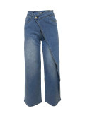 High Waist Irregular Denim Straight Jeans LSD-2824