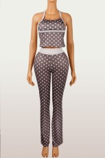 Polka Dots Print Sling Two Piece Pants Set SHMF-6209