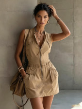 Sleeveless Zipper Loose Mini Dress GWDS-260415
