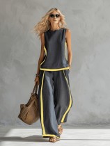 Loose Sleeveless Tops Two Piece Pants Set GWDS-260409