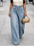 High Waist Irregular Denim Straight Jeans LSD-2824