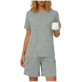Solid Color Short Sleeve Shorts Loose 2 Piece Set GYZY-9031