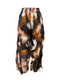 High Waist Print Ruffles Loose Pants LSD-2799