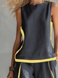 Loose Sleeveless Tops Two Piece Pants Set GWDS-260409